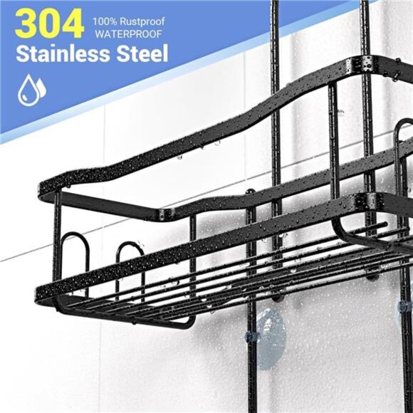Hanging Shower Caddy Bathroom Organizer: Rustproof Shower Shelf Racks Over - Picture 11 of 14